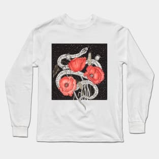 Demeter Symbols. Snake, Red Poppies and Cereals Long Sleeve T-Shirt